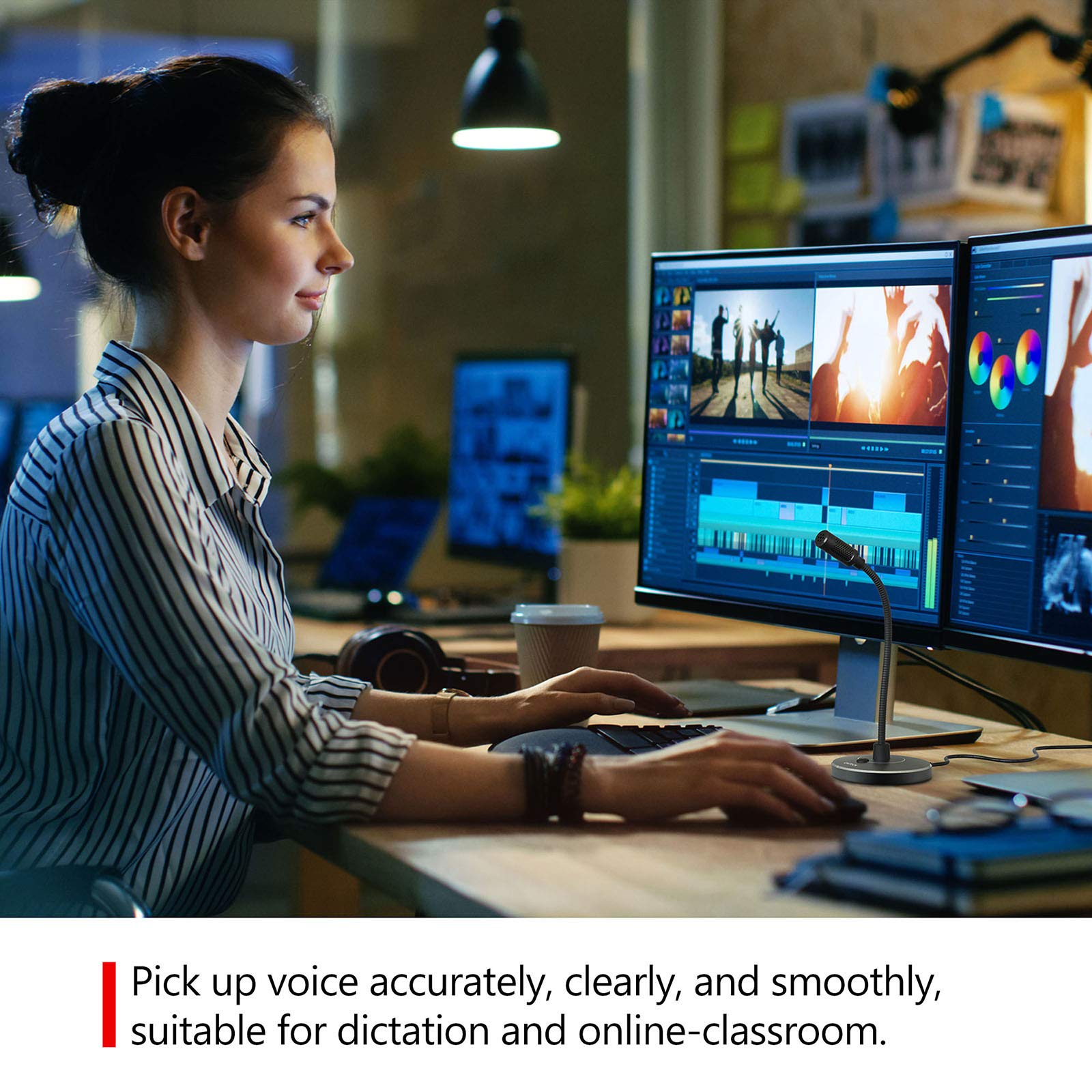 Cmteck Usb Computer Microphone G009, Noise Cancelling Recording Desktop Mic For Pc/Laptop For Online Chatting, Home Studio, Podc